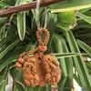 Unisex Pixiu Peach Wood Carved Coin Guardian Keychain Pendant