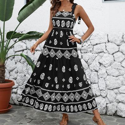Women's Summer New Casual Holiday Halter Dress Slim Ethnic Style Printed Dresses