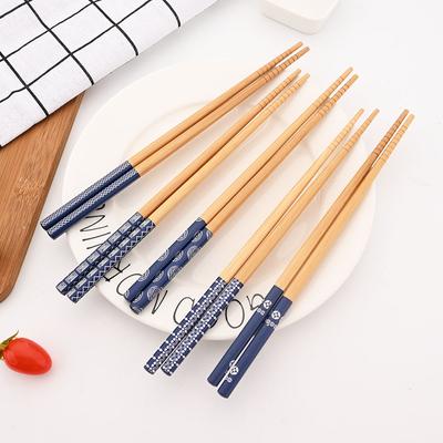 Opakovaně použitelné 5 párů nádobí Ručně vyráběné přírodní bambusové hůlky Japonský styl Sushi tyčinky Protiskluzové hůlky Hot Pot