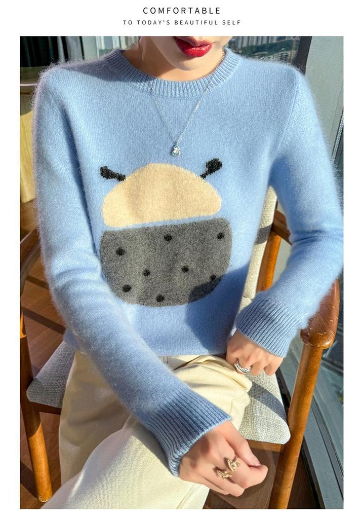 Elegant Gray Knit Women's Sweater: 2026 Autumn/Winter Base Layer - Trending Style, Season's Must-Have Top