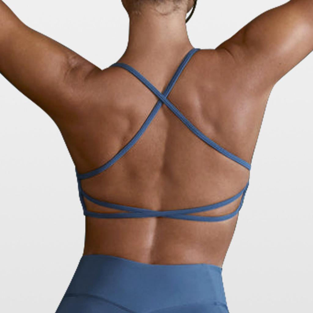 Women's Sports Bra Padded Cross Back Backless Sports Bra For Yoga Fitness