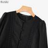 ZANZEA Abito Musulmano Casual da Donna con Scollo Rotondo, Manica Lunga Larga