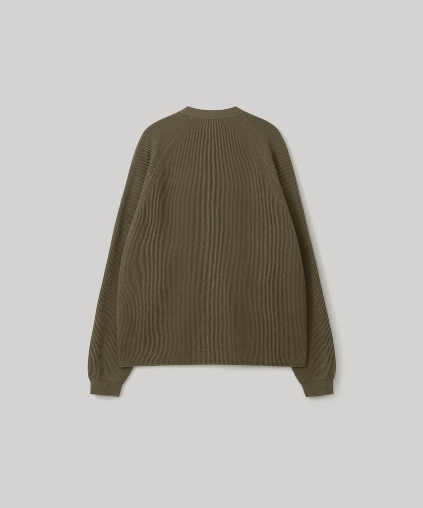Another Office Doubleface V-Neck Cardigan (Moss Khaki)