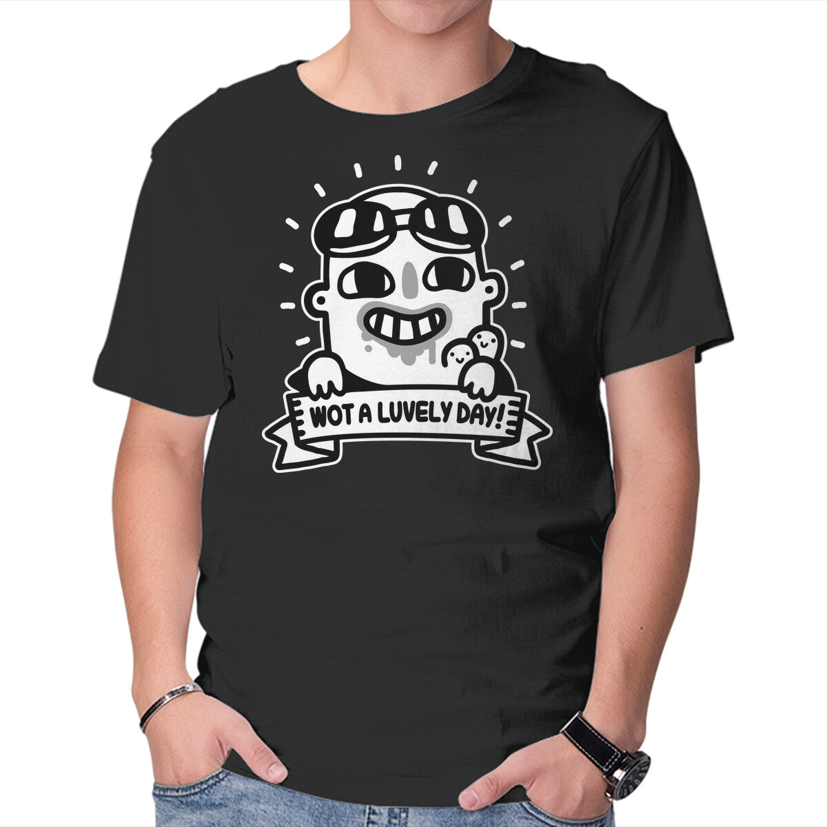 Unisex Crew Neck T-Shirt Wot A Luvely Day Graphic Short Sleeve Casual Tee M