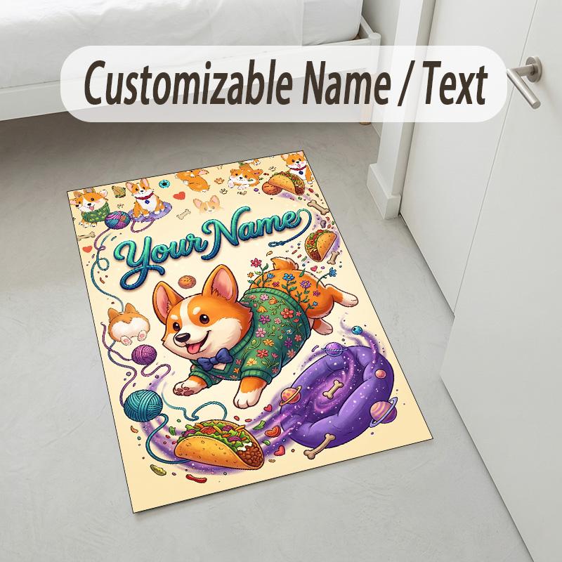 Celebration Party Theme Crystal Velvet Rug Personalized Custom Name Text Soft Floor Mat Home Decor