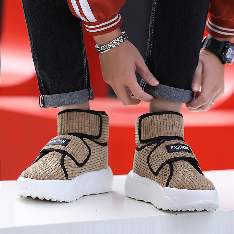 

Осенняя мода высокие мужские хлопковые туфли модные удобные спортивные повседневные туфли простые толстые подошвы нескользящие мужские уличные туфли 45 хаки