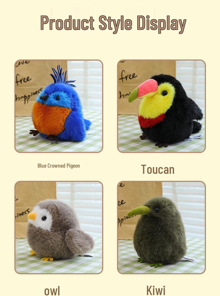 Cartoon Parrot and Owl Plush Toy - Cute Bird Doll Desk Ornament and Claw Machine Gift