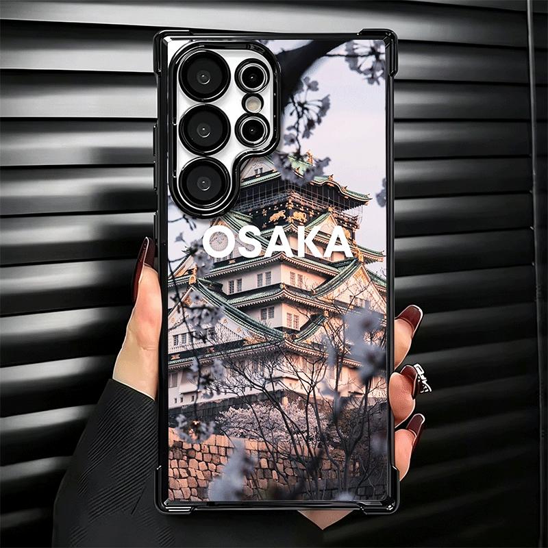 Osaka Tokyo Japan Scenery Plating Phone Case For Samsung Galaxy S24 S25 FE S26 Edge S23 Ultra S22 S21 Plus S20 Anti-Fall Airabag