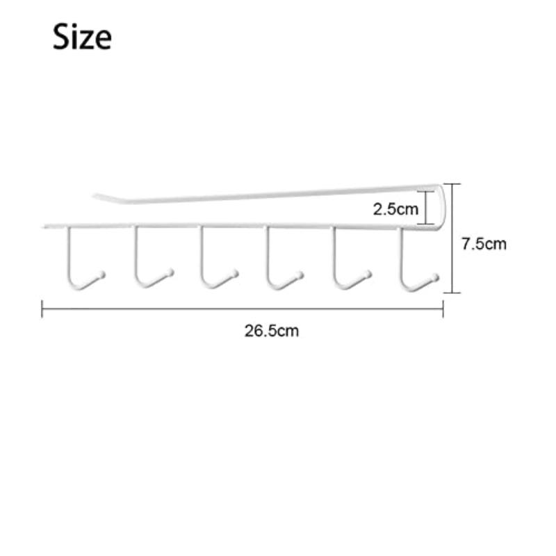 Multifunction 6 Hook Iron Art Wardrobe Hooks Mug Cup Hanger Bathroom Sundries Storage Organizer Kitchen Cabinet No Nailing Hooks