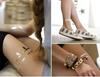 3 Sheets Tattoo Temporary Disposable Tag Gold Metallic Waterproof Silver Black Flash Fake Gold Tattoos Adhesives Decal