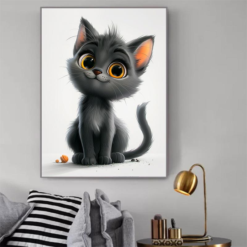5d DIY Diamond Painting Cross Stitch Cartoon Cute Animal Grey Cat Diamond Embroidery Mosaic Full Round Drill Home Decor Arts