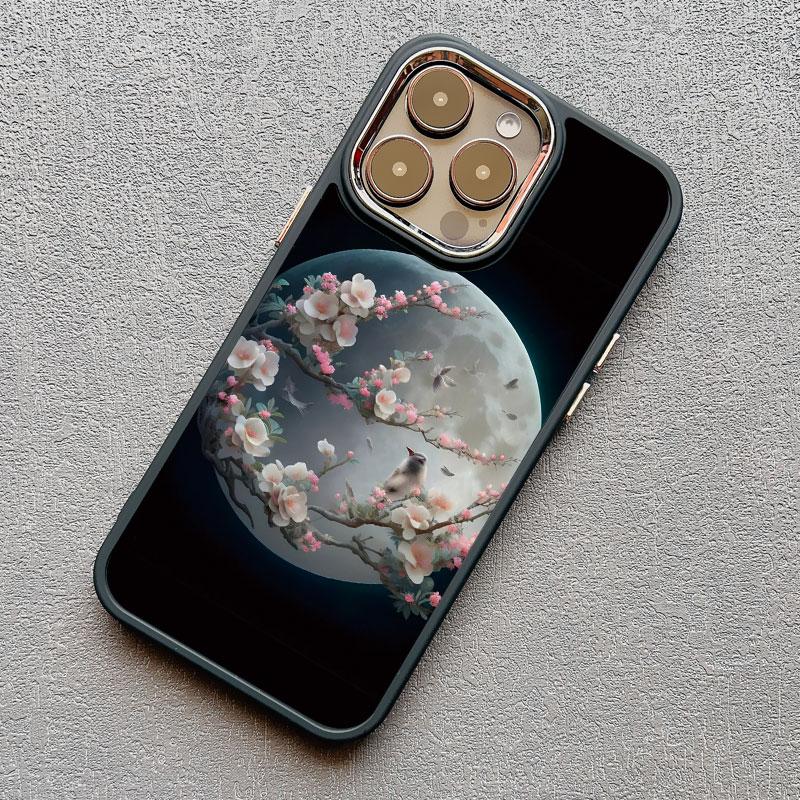 Luxury Moon On The Branch Soft Silicone Phone Cases For iphone 16 13 12 11 Pro Max 15 14 Pro Max Plus XR X XS 7 8 plus SE2 Cover