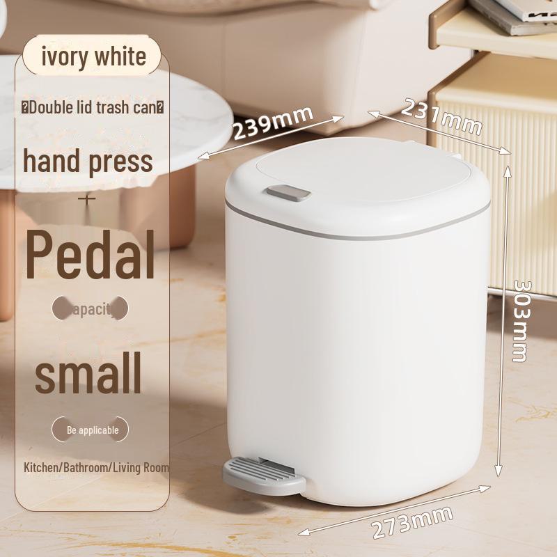 

«Современный мусорный бак с педалью двойного открывания: Стильная мусорная корзина с откидной крышкой для дома и спальни.