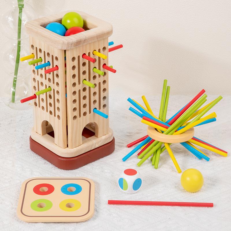 Wooden Children's Early Education 3-in-1 Drawing Stick Boys and Girls Treasure Color Classification Parent-Child Table Games Educational Toys