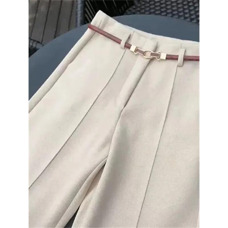 

Wool Pants Women Autumn Winter Fashion Office Ladies High Waist Straight Pants Casual Loose Wide Leg Pants XL