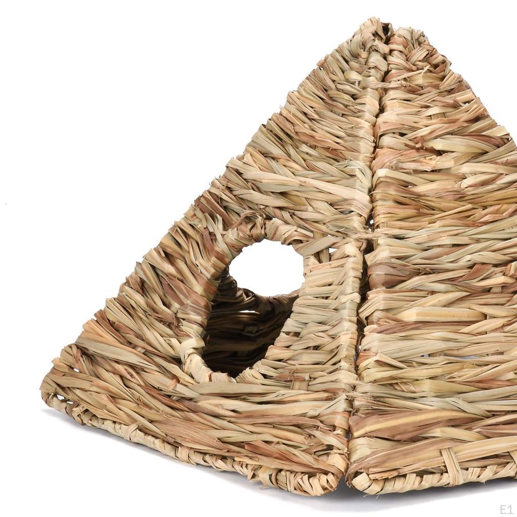 Bunny Grass House, Woven Rabbit Cage Foldable Hideaway Bed Rabbits Chew Toy for Guinea Pig Small