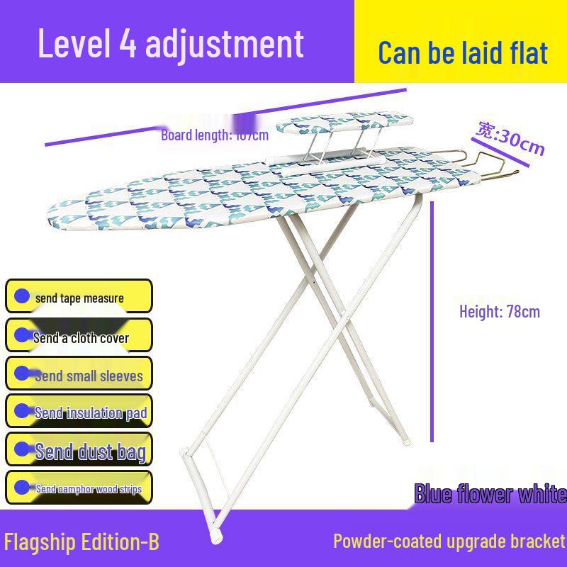 Reinforced Foldable Ironing Board with Handheld Rack - High-Grade Household Accessory