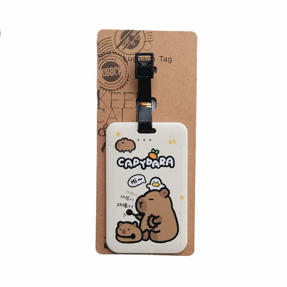 Cartoon Capybara Travel Luggage Tag Name Address Tel Soft Silicone Baggage Labels Mark Hanging Sign Board Baggage Tags