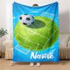 Custom Name Soccer Theme Printed Blanket - Perfect for Couch, Bed, Travel & Outdoor Use | Machine Washable, Cozy & Durable.