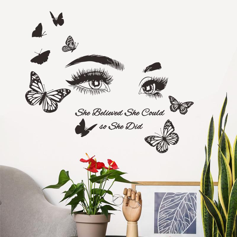 DIY Butterfly Wall Art Decals Waterproof Self-Adhesive PVC Stickers for Lash Beauty Salon Shop Wall Decor
