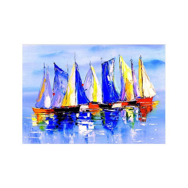 Retro Boot Ölgemälde auf Leinwand Schiff Seascape Poster Landschaft Segelboot Wandbilder für Wohnzimmer Dekoration Caudros