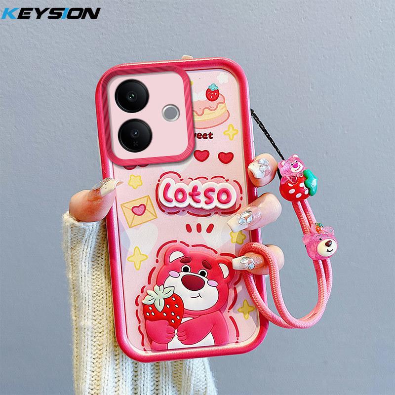 

KEYSION Shockproof Case for VIVO V60 Lite 5G with Lanyard Soft Silicone Cute 3D Cartoon Doll Phone Back Cover for IQOO Z10R for IQOO Z10R