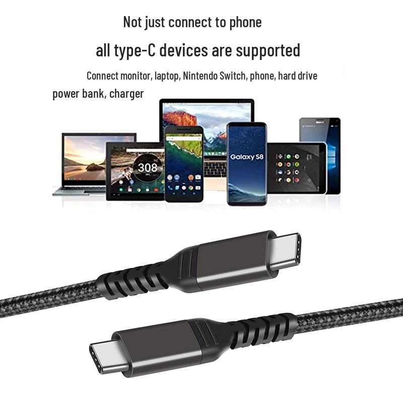 100W E-Marker PD Fast Charging Type-C to Type-C Cable, 5A, 60W Data Transfer