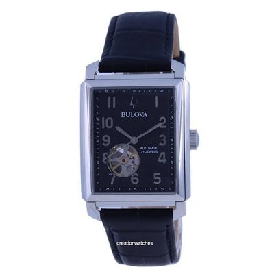 Sutton Open Heart schwarzes Zifferblatt Lederarmband Automatik 96A269 Herrenuhr