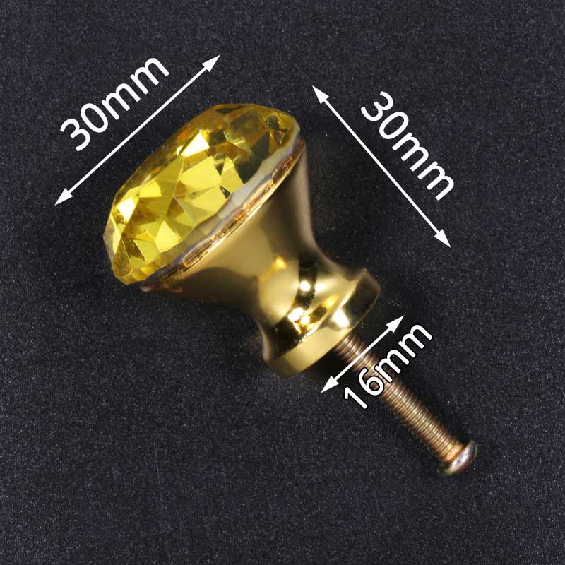 KAK 30mm Diamond Shape Design Colorful Crystal Glass Knobs Cupboard Drawer Pull Door Kitchen Cabinet Wardrobe Handles Hardware
