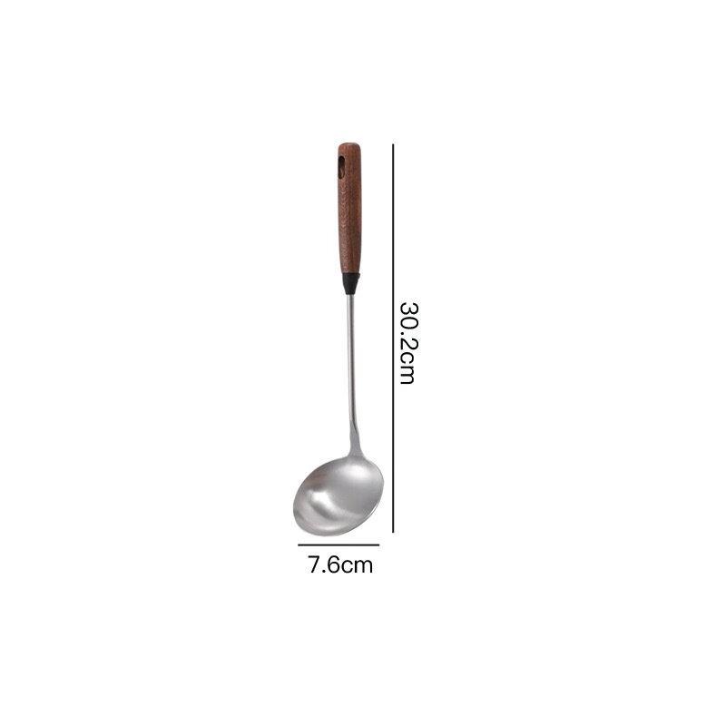 ZISIZ 304 Stainless Steel Cooking Utensil with Walnut Handle