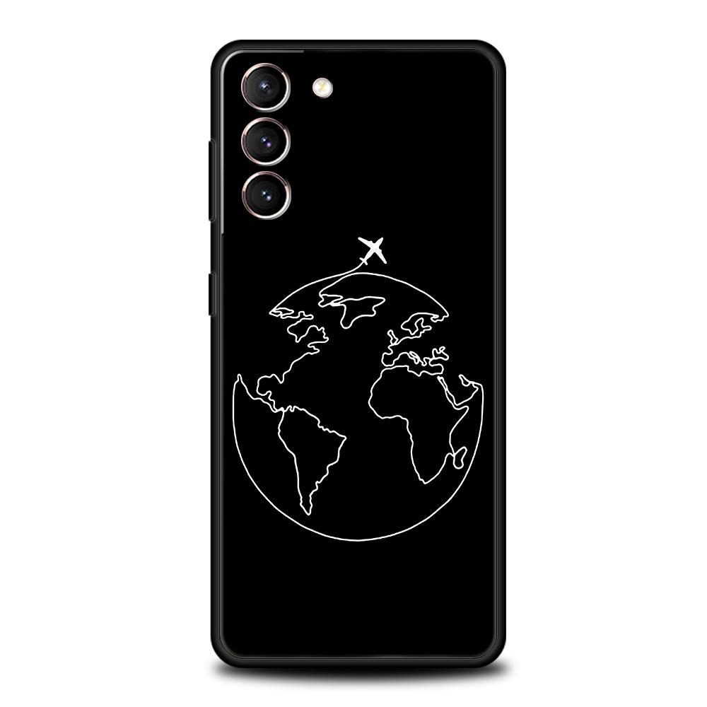 Fashion Planes World Map Travel Phone Case For Samsung Galaxy S24 S23 Ultra S22 S21 S20 FE 5G S10 S10E S9 Plus S8 Soft Cover