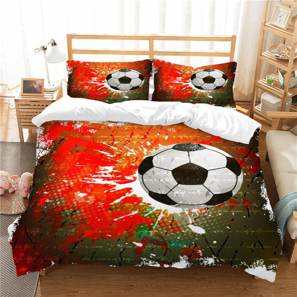 

Домашний комплект постельного белья с футбольным принтом, комплект пододеяльников, мягкий дышащий комплект постельного белья для молодых людей, удобный мягкий полиэстер EU Single 135x200cm