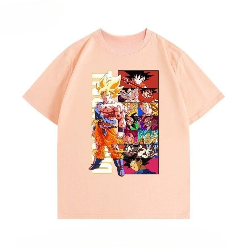 Dragon Ball Animation Drawing Wukong Parent-Child Clothing Men's and Women's Cartoon Short Sleeve Summer Pure Cotton Versatile
