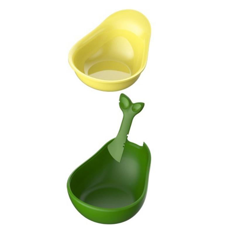 

Cats Feeding Set Avocado Design 3 In 1 Removable Bowl Water Dish Food Container Integrated Can Opener Safe Plastic 1