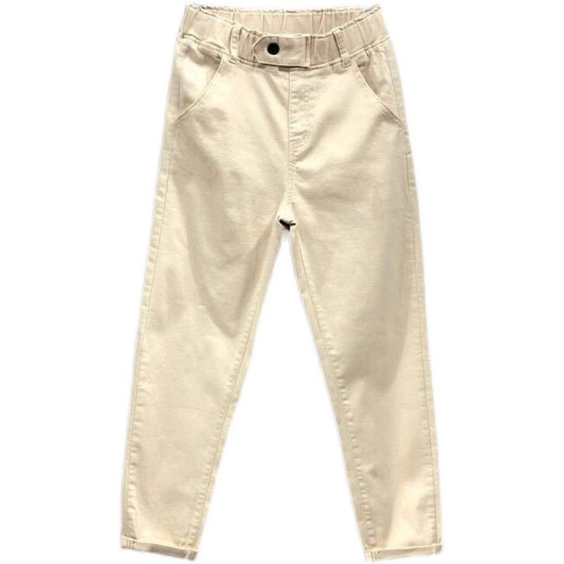 Fashion Women Harem Pants Casual Women's Nine Point Pants Spring Autumn Soild Loose Thin Elastic Waist Feet Pants Cotton Elastic Jeans