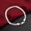 Simple Flat Curb Silver Plated Chain Lobster Clasp Bracelet Women's Jewelry