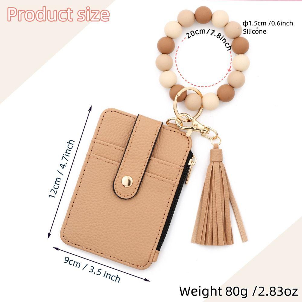 Faux Leather Card Holder Bracelet Keychain Bohemian Style Wristband Card Case Keyring  Everyday Use