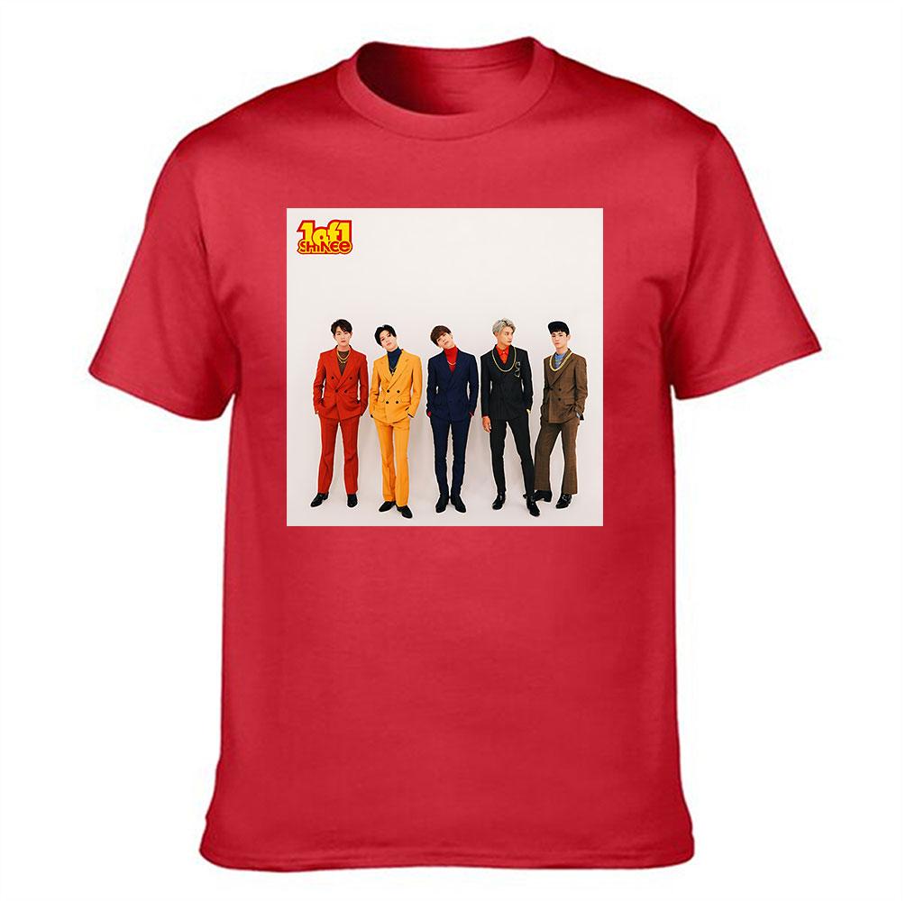 SHINee of Kpop Group Print Cotton Unisexs TShirt Retro Style Casual Short Sleeve Tee for Kpop Fans Daily Wear