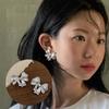 Women's 925 Silver French Big Ribbon Earrings