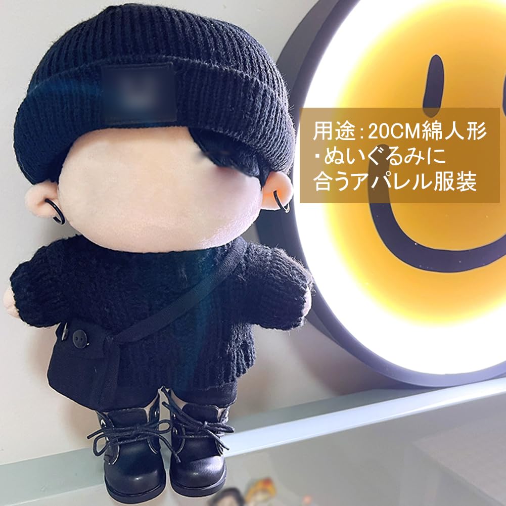 YUYAKESHI Doll Cotton Doll Clothes 20CM Doll Clothes Change of Clothes Twist Sweater Black Plush Sweater for Dolls Doll Clothes Set Shorts (Sweater +