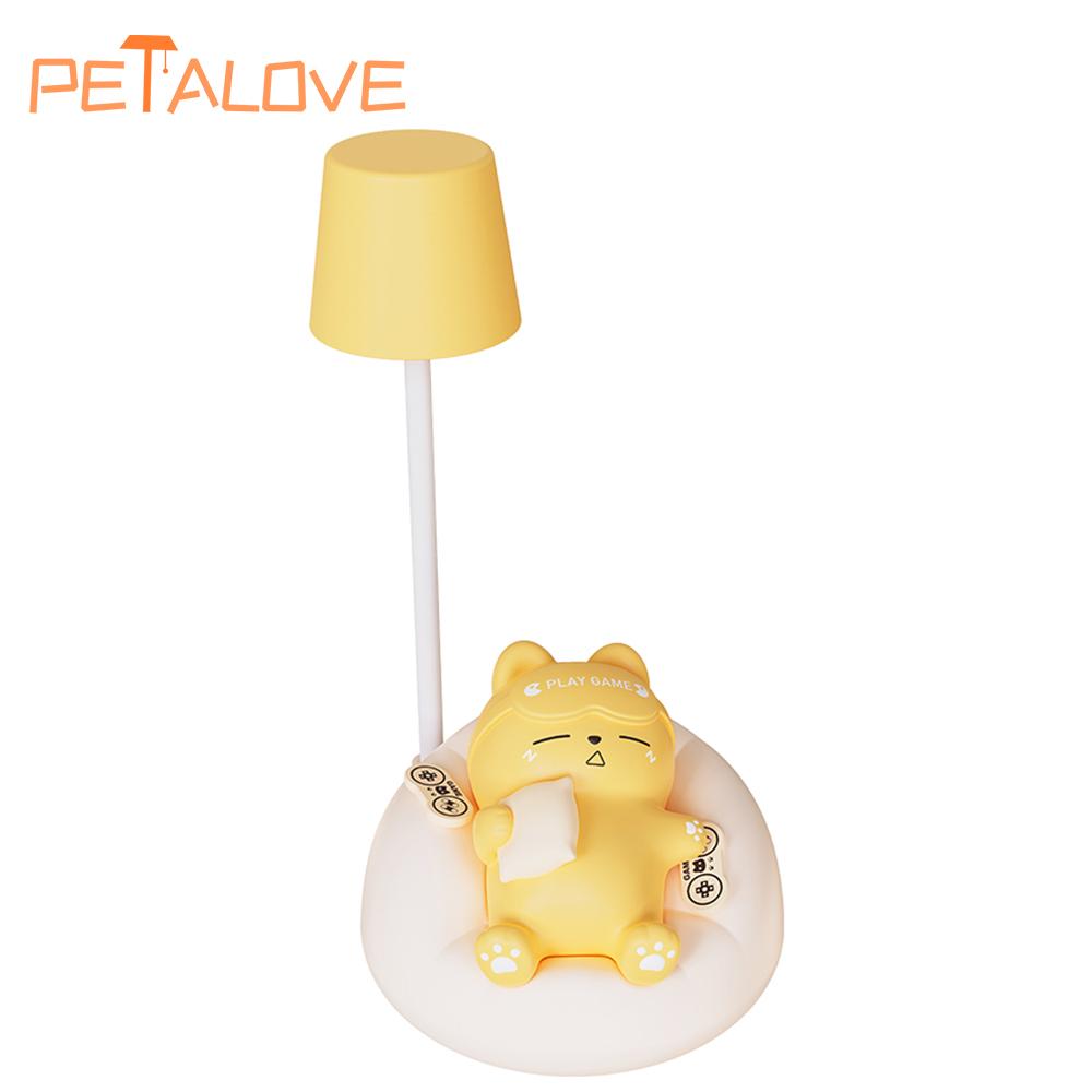 Veilleuse Chat Mignon Dessin Animé Créatif Décoration d'Ambiance Ornements pour Chambre d'Enfant Chevet Rechargeable Lumières LED Douces Cadeau