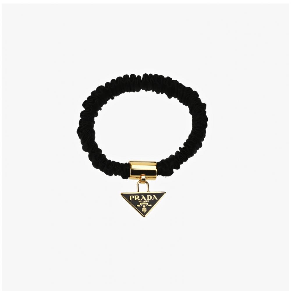 Prada 1if161 12el F0d7b Logo Trójkąt Satynowy Krep Elastyczna Opaska 2 Typy