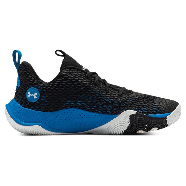Under Armour Unisex Spawn 3 Black Blue Circuit Basketball Shoes 3023738-003