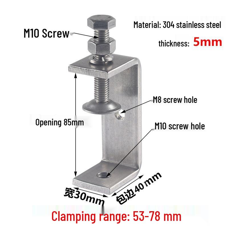 304 Stainless Steel Tiger C-Clamp U-Shaped Fixture with Hand-Tightened Eyebolt