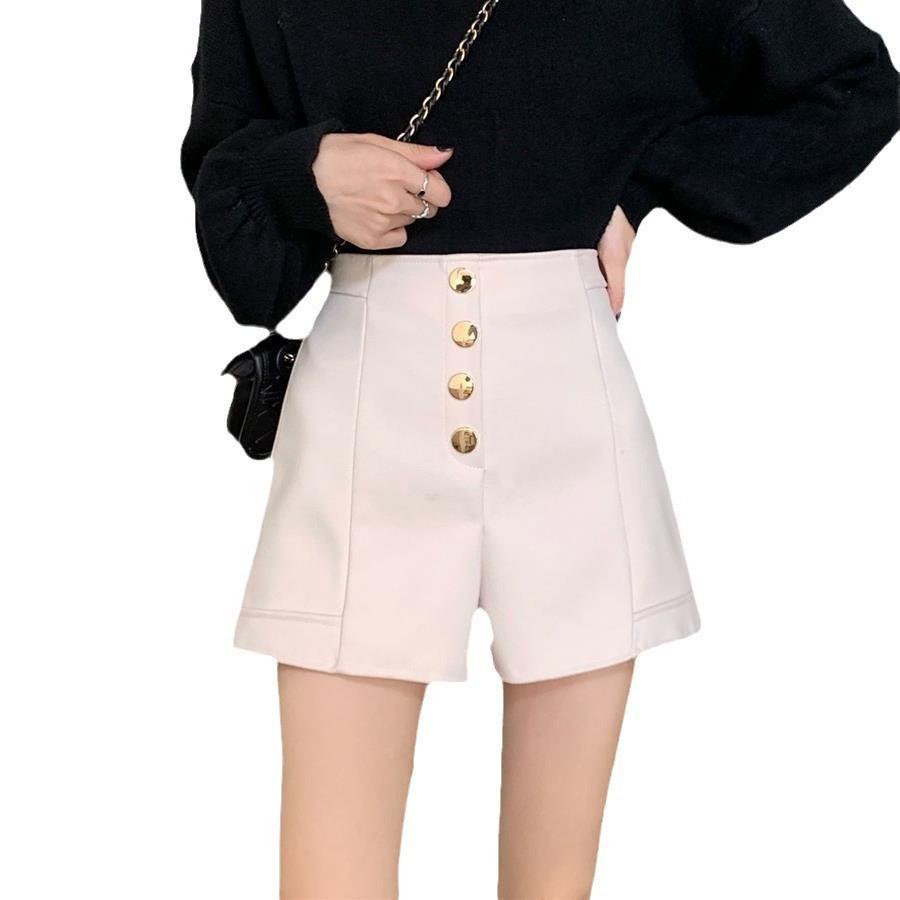 High-Waisted Black A-Line Wide-Leg Shorts - Summer 2024 Korean-Style Fashion for Girls