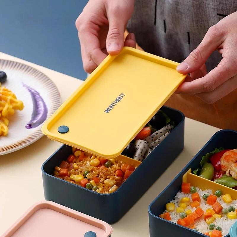 Portable Lunch Box for Kids School Microwave Plastic Bento Box with Movable Compartments Salad Fruit Food Container Box
