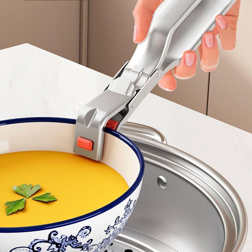 Ergonomic Handle Hot Bowl Holder Thickened Dish Clamp Pot Pan Gripper Clip  Dish Lifting Device