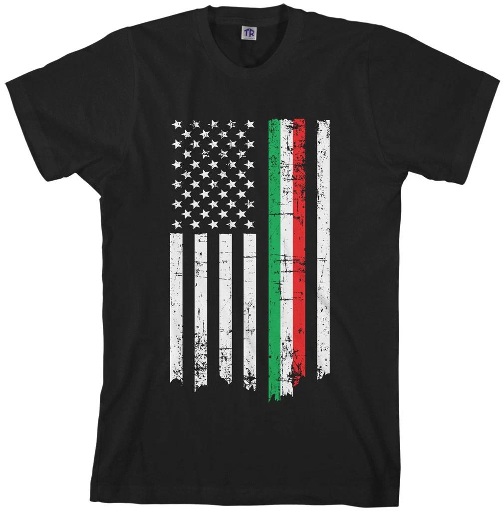 Italian Thin Line American Flag Men s T shirt Italy Colors M