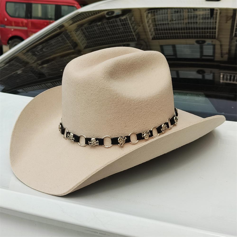 55-60 cm große Größe Hut WOLL Cowboyhüte für Männer Frauen Cowboyhut Gürtel breite Krempe Filzhut kundenspezifisch 4 Größen Outdoor Sombrero Hombre