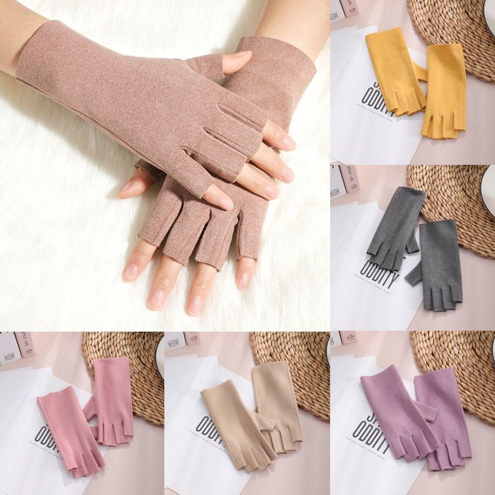 German Velvet Half Finger Gloves Short Semi-Finger Mittens New Warm Gloves Autumn Winter